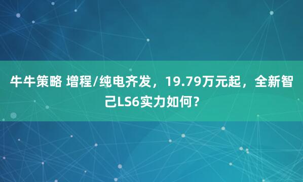牛牛策略 增程/纯电齐发，19.79万元起，全新智己LS6实力如何？